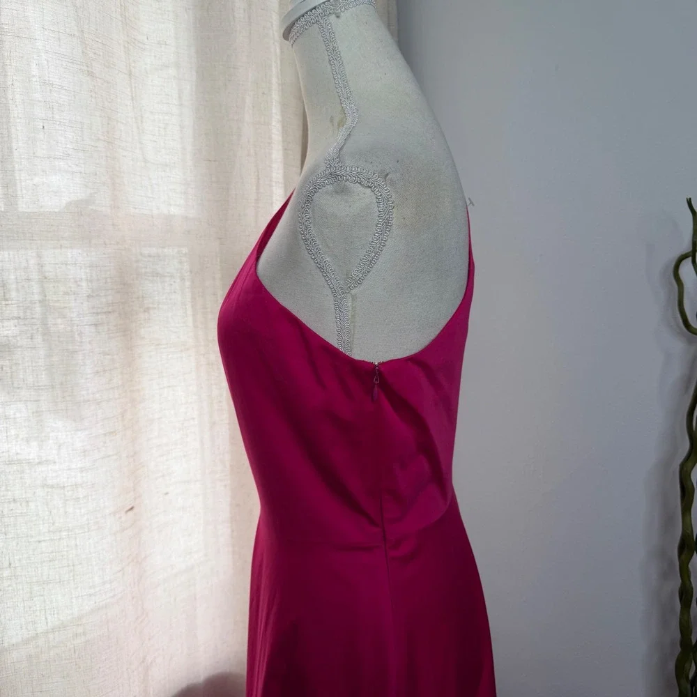 NWT Kate Spade Poplin One Shoulder Sabrina Dress Bow Midi Pink Rosa Plum Size 10